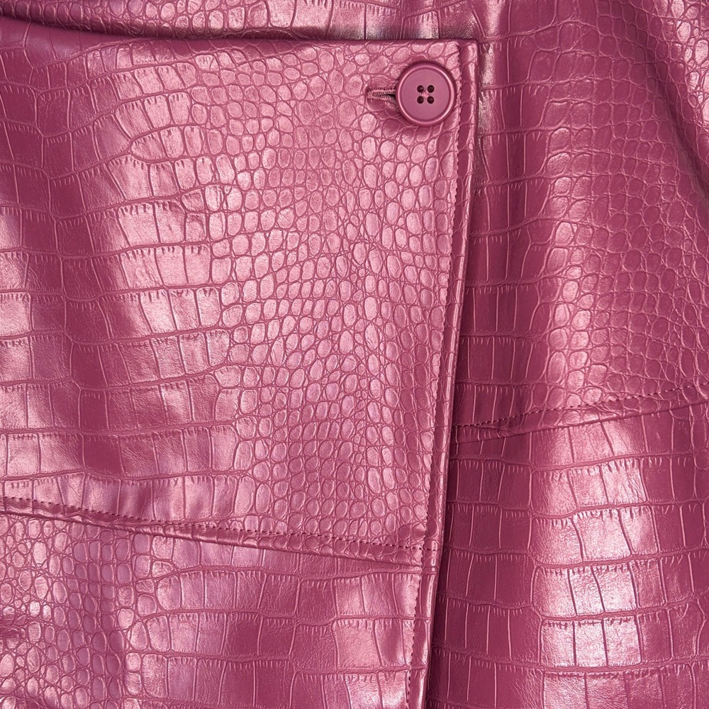 Worthington Faux Croc Asymmetrical Skirt in Deep Magenta - Picture 4 of 13